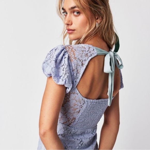 NWT - Free People - Lace Mini Dress - Lavender 🪻Small - Picture 2 of 10